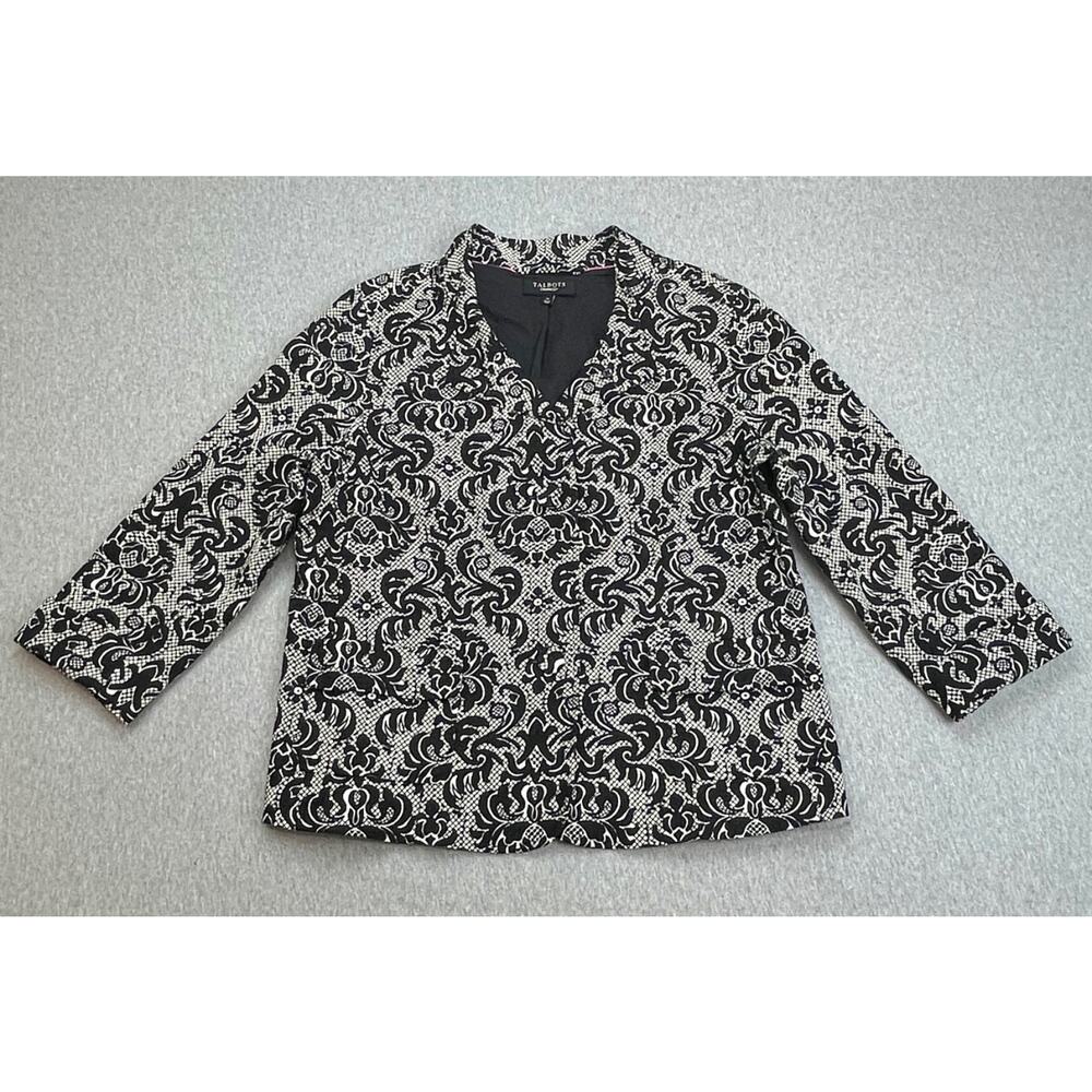Talbots Blazer Womens 14 Cotton Blend Stretch 2-Button 3/4 Sleeve